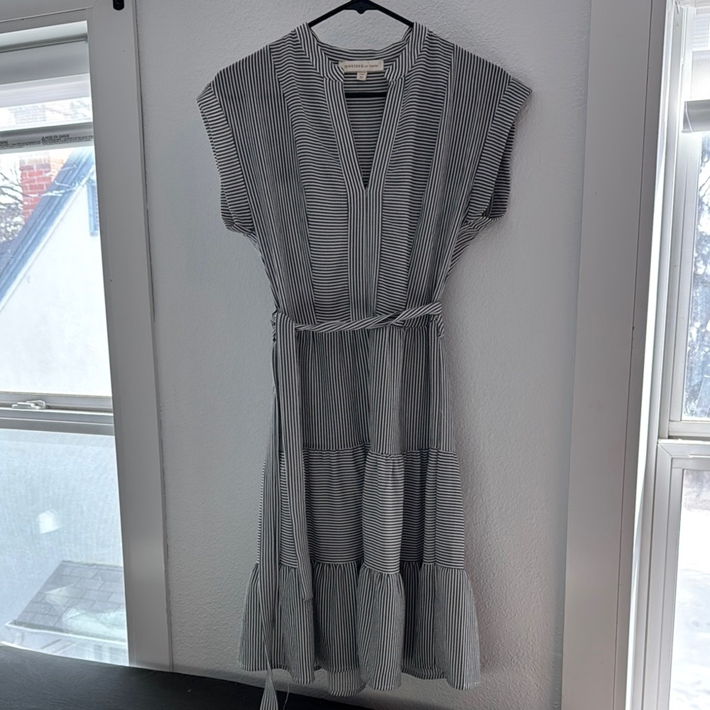 Grey and white striped casual dress